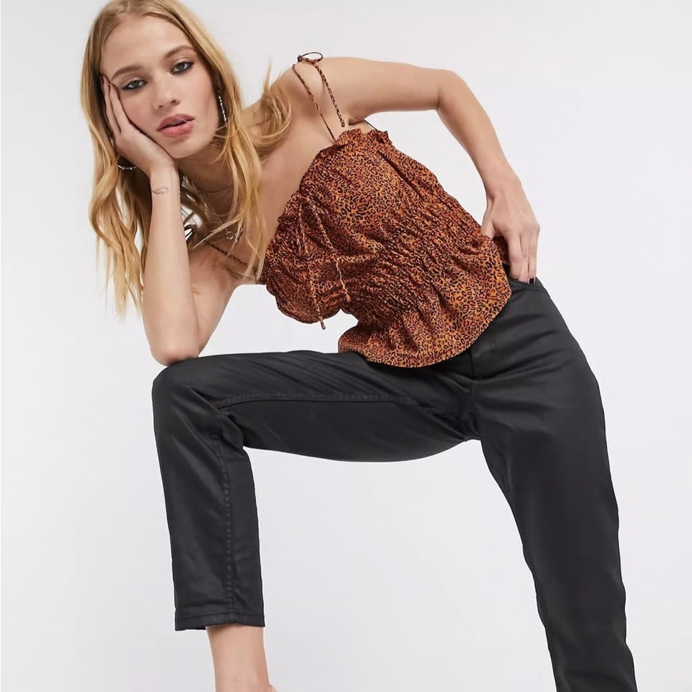 Topshop Rust Leopard Smocked Cami